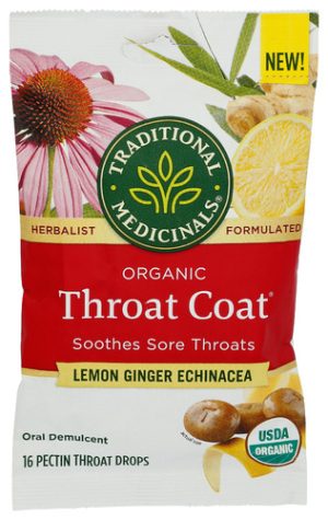 Traditional Medicinals Throat Coat Drops Echinacea 16ct