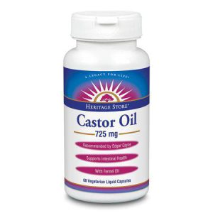 Heritage Store Castor Oil 725 mg | Healthy Intestinal Balance & Digestion Support | With Fennel Oil | 60 caps