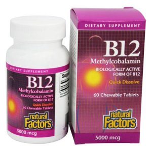 Natural Factors, Vitamin B12 Methylcobalamin 5000 mcg, Chewable Support for Energy and Immune Health, Vegetarian