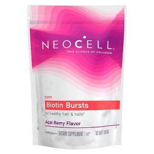 Neocell Biotin Gummies, Biotin 10,000 MCG Bursts, Gluten Free, Supports Healthy Hair & Nails, Creates Natural Energy, Aç̧ai Berry Flavor