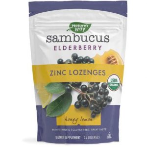 Nature S Way Sambucus Zinc with Elderberry and Vitamin C Lozenges Lemon