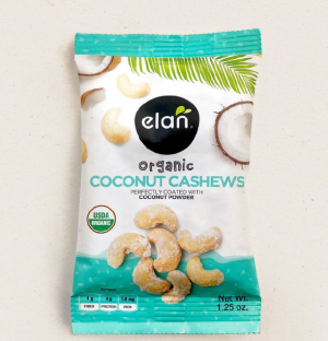 Elan Organic Coconut Cashews 1.25 oz. Single Serve