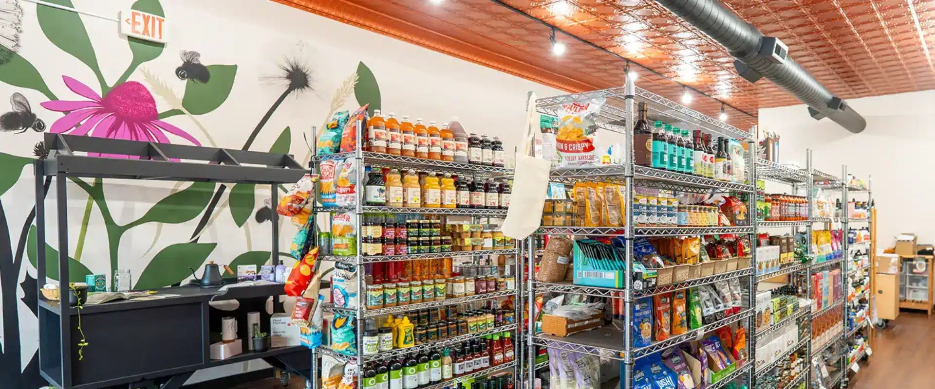 store shelves with products